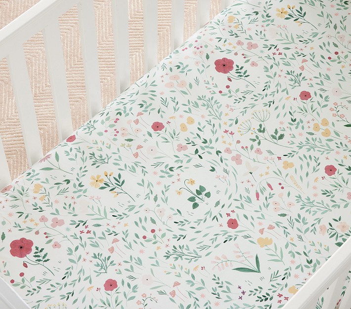 Chris Loves Julia Prairie Floral Organic Crib Fitted Sheet