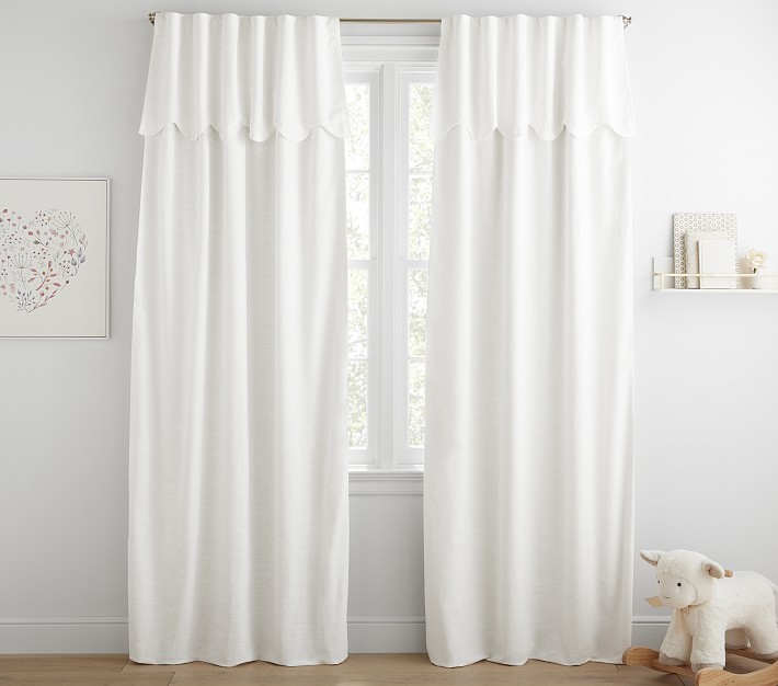 Evelyn Linen Scallop Valance Blackout Curtains Set of 2 Pottery Barn Kids