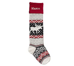 Moose Natural Fair Isle Christmas Stocking