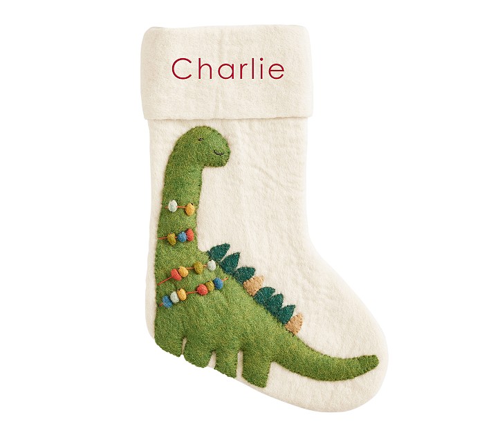 west elm x pbk Modern Dino Felt Christmas Stocking | Pottery Barn Kids