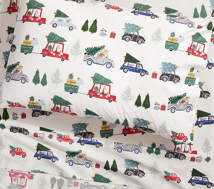 Christmas Cars Organic Sheet Set | Pottery Barn Kids