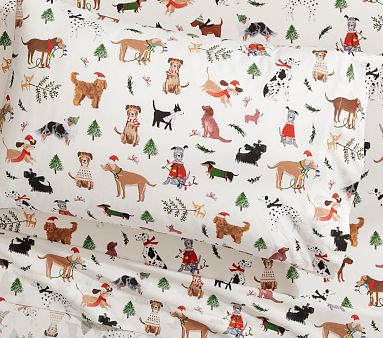 Christmas Dogs Organic Sheet Set | Pottery Barn Kids