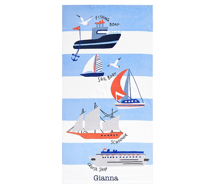 Boats Rugby Stripe Kid Beach Towel