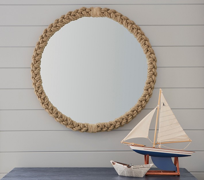 Braided Natural Rope Round Mirror (30&quot;)