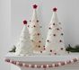 Red &amp; White Scalloped Felt Trees, Set of 3