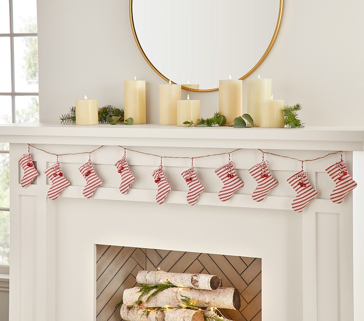 Striped Stocking Light Up Garland