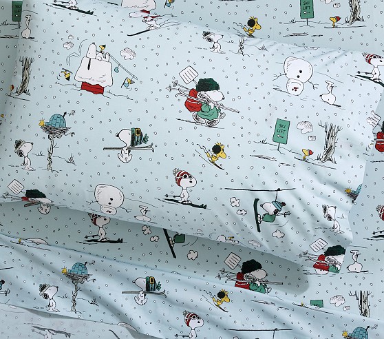 Peanuts® Snoopy® Ski Organic Sheet Set | Pottery Barn Kids