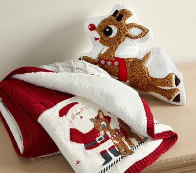 Rudolph Heirloom Throw Blanket and Rudolph Shaped Pillow