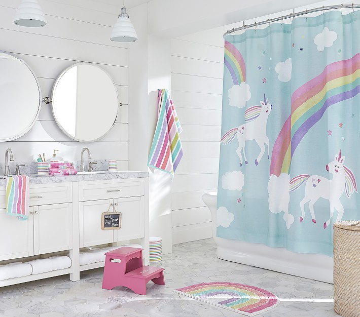 Unicorn Bath Set Towels Shower Curtain Bath Mat Pottery Barn Kids