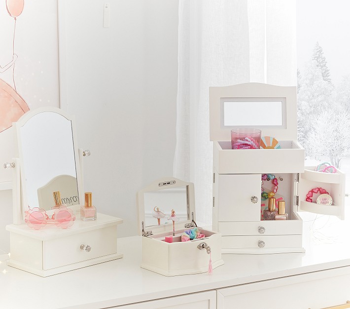 Open Box: White Abigail Jewelry Box Collection