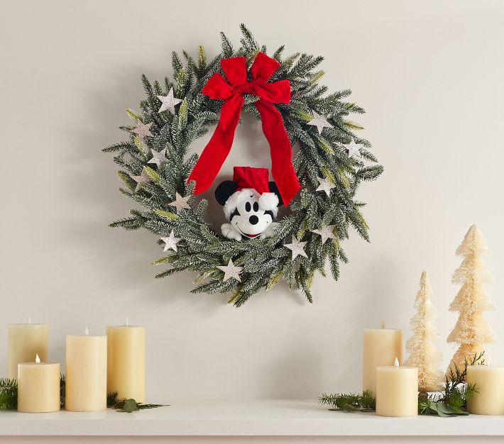 Mickey Mouse Christmas Wreath Disney Red White buy Poinsettia Lighted Magic Holiday