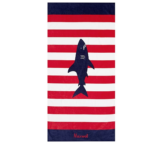 Classic Rugby Shark Kids Beach Towel | Pottery Barn Kids