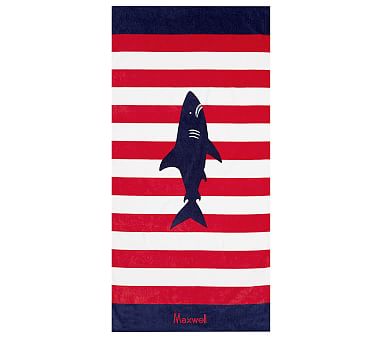 Classic Rugby Shark Kids Beach Towel | Pottery Barn Kids