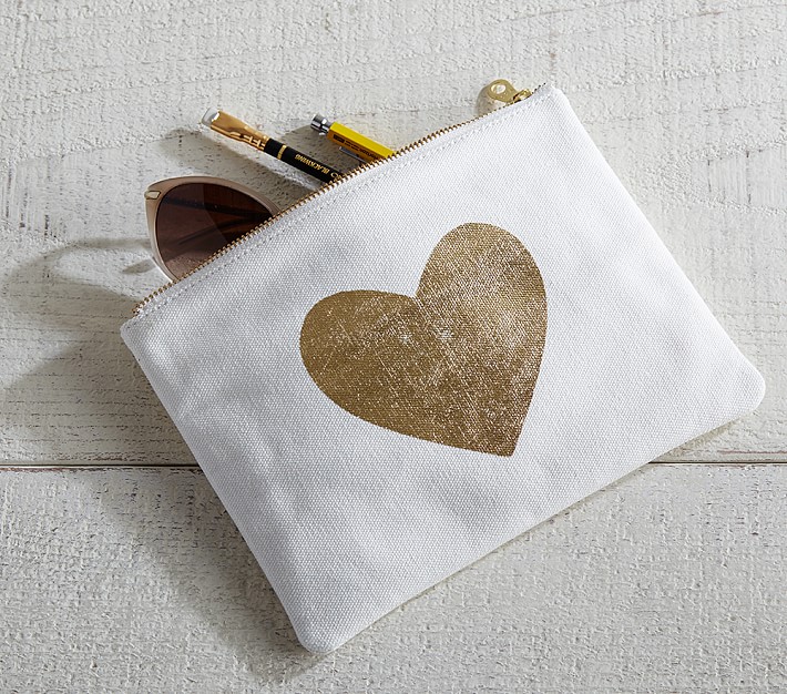 The Emily &#38; Meritt Gold Heart Small Wet&#47;Dry Pouch