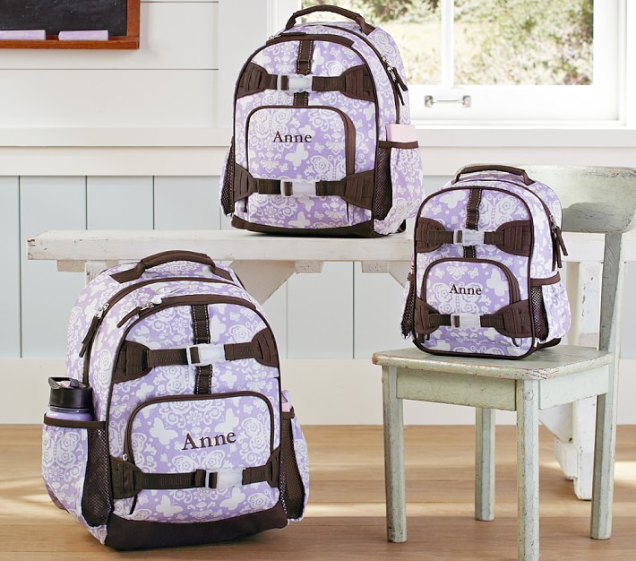 Mackenzie Lavender Damask Backpacks