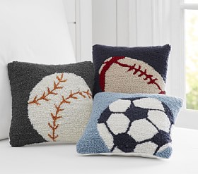 Sports Hook and Loop Decorative Nursery Throw Pillows Pottery Barn Kids