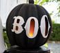 Large Black Pumpkin with Boo Luminary