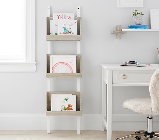 Brushed Fog Modern Leaning Kids Shelf | Pottery Barn Kids