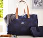 Navy Printed Canvas Diaper Tote