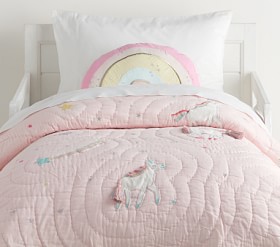 Store Pottery Barn Rainbow Unicorn Quilt Bedding Set