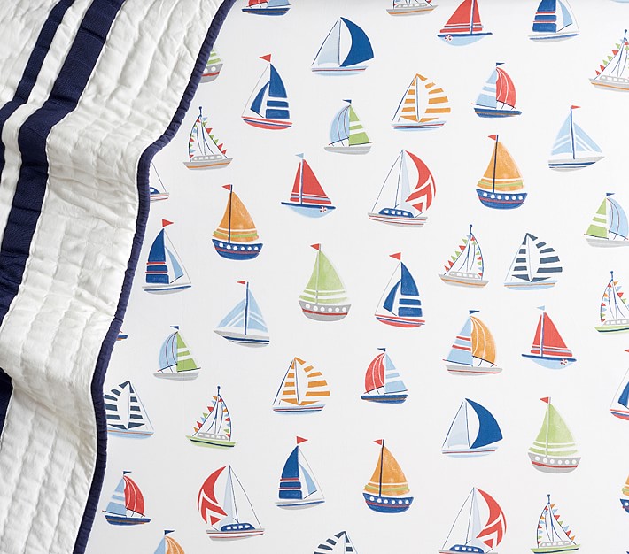 Hudson Sailboat Organic Crib Fitted Sheet