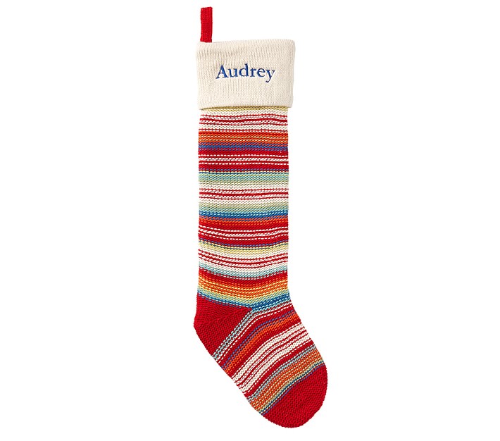 Multi Stripe Merry &amp; Bright Stocking