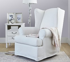 Wingback Slipcovered Swivel Glider