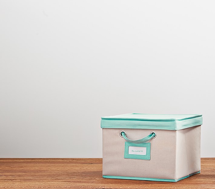 Aqua Contrast Border Lidded Storage