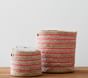 Bright Pink Stripe Raffia Storage