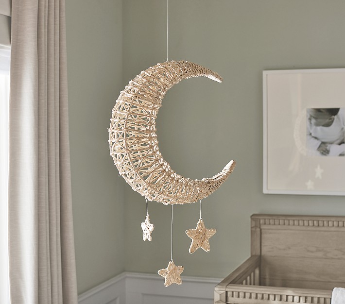 Rattan Moon And Stars Mobile