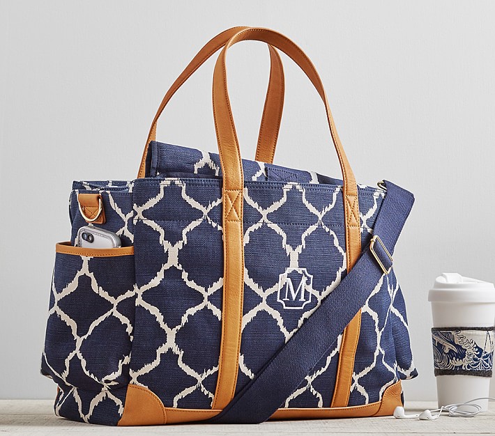 Navy Ikat Classic Diaper Bag