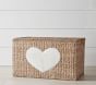 White Heart Woven Storage Basket