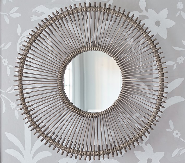 Gray Rattan Mirror