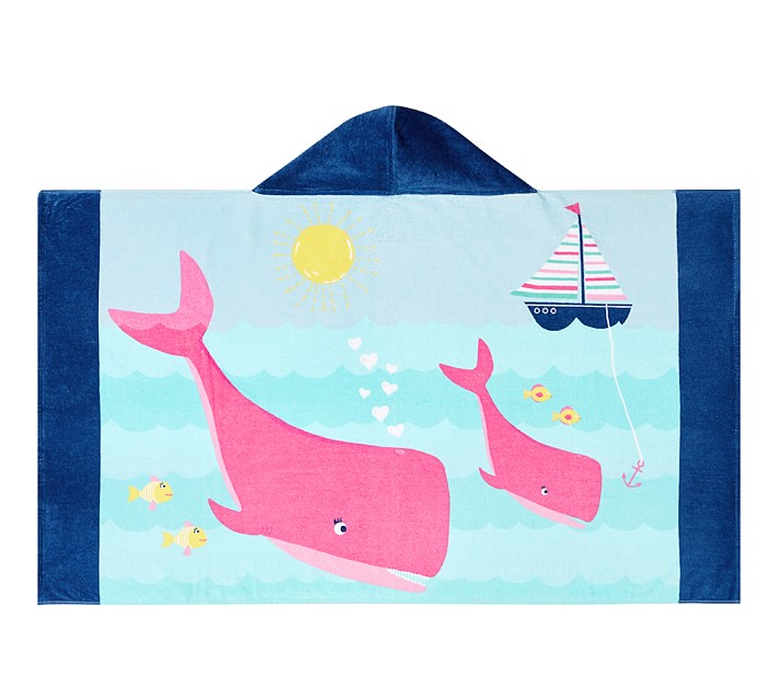 Classic Whale Kid Beach Hooded Towel Girl