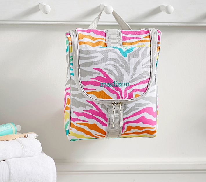 Mackenzie Rainbow Zebra Toiletry Bag