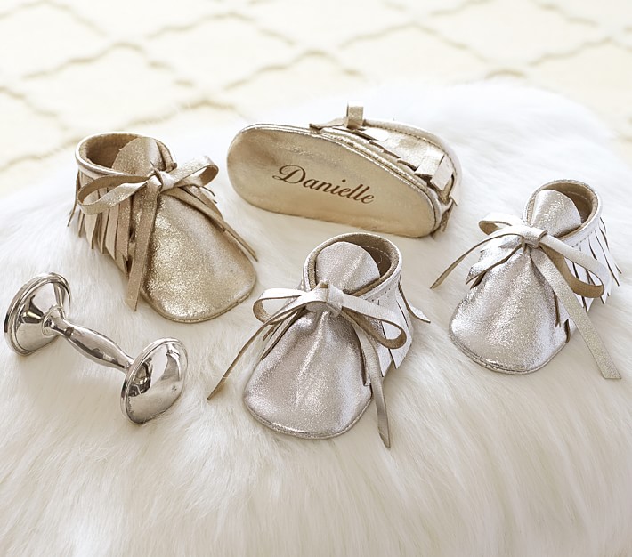 Silver &amp; Gold Metallic Keepsake Booties