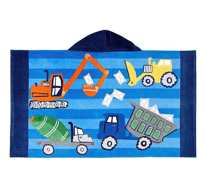 Classic Construction Kid Beach Hooded Towel