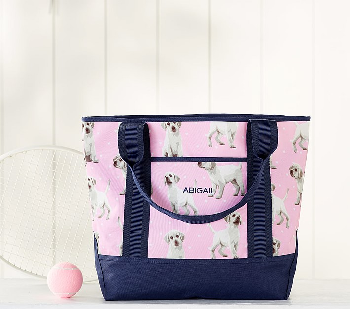 Mackenzie Pink &#38; Navy Puppy After School Tote Bag