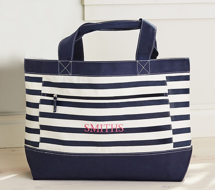 Navy Stripe Family Tote