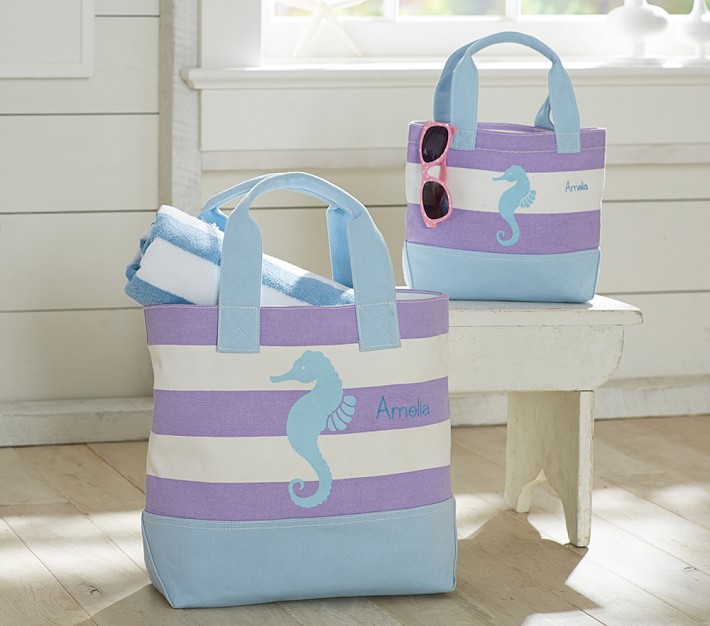 Seahorse Preppy Stripe Tote