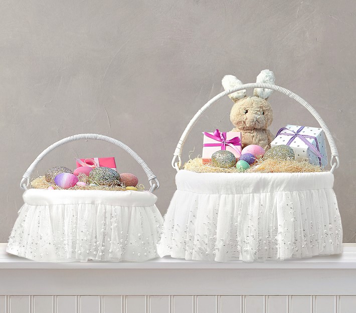 White Ombre Pearl Easter Basket Liners