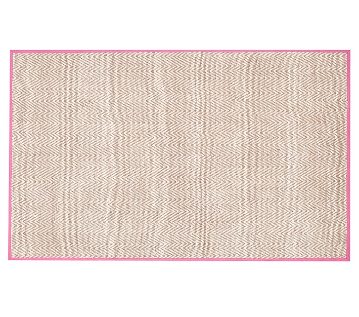 Chenille Jute Thin Solid Border Rug