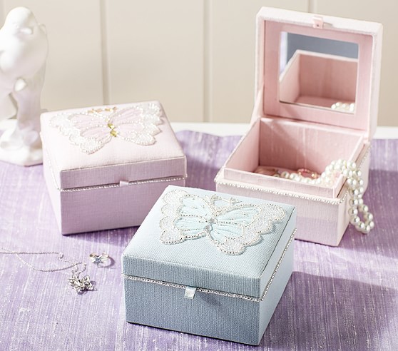 Beaded Butterfly Small Kids Jewelry Box | Pottery Barn Kids