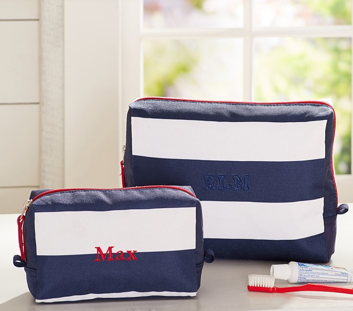 Fairfax Navy Striped Travel Pouches