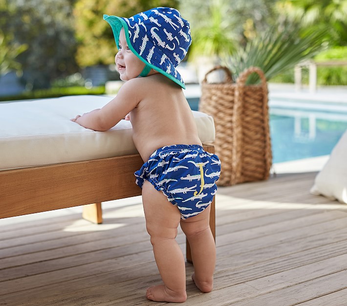 Allover Alligator Reversible Hat &amp; Diaper Cover