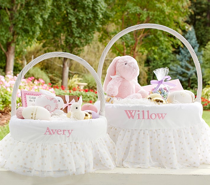 Gold Dot Tulle Easter Basket Liners