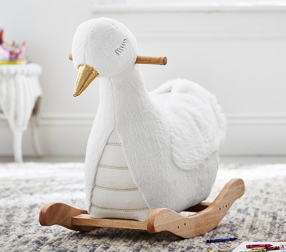 Kid Faux Fur Swan Rocker | Pottery Barn Kids