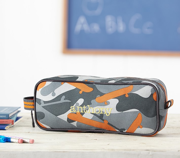 Mackenzie Orange Camo Pencil Case