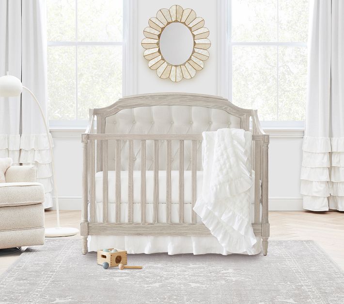 Ruffle Belgian Linen Crib Skirt Pottery Barn Kids