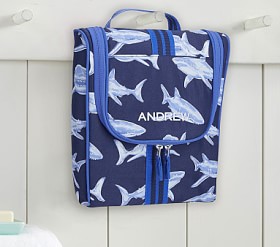 Blue Glow-in-the-Dark Sharks Kids Toiletry Bag | Pottery Barn Kids